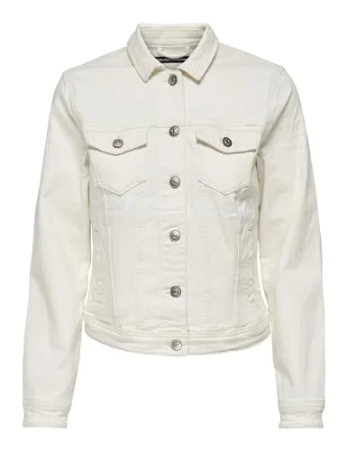 ONLTIA DNM Jacket COL PIM NOOS - Funktionsjacke aus Denim, perfekt für den Übergang zwischen den Jahreszeiten mit modischem Spread Collar und praktischer Knopfverschluss.