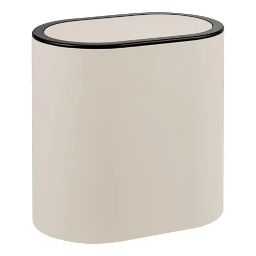 eluno ovaler Kosmetikeimer mit Softtouch-Oberfläche und Schwingdeckel (Beige) - Moderner Kosmetikeimer mit 6 Litern Fassungsvermögen. Die matte Softtouch-Oberfläche und der automatische Schwingdeckel sorgen für eine stilvolle und praktische Abfallentsorgung im Gäste-WC oder Badezimmer.