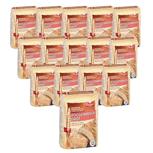 BIELMEIER KÜCHENMEISTER Brotbackmischung Roggenmischbrot 15 x 500 g I Brotbackmischungen für Brotbackautomat & Ofen I Mit Backmischung einfach backen