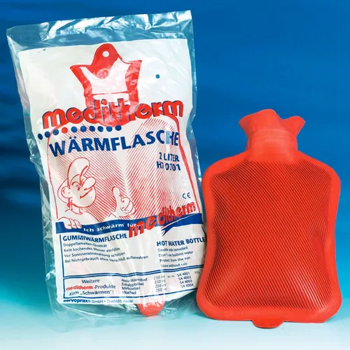 Gummiwärmflasche, Wärmflasche, mit Doppellamelle rot, 2ltr.
