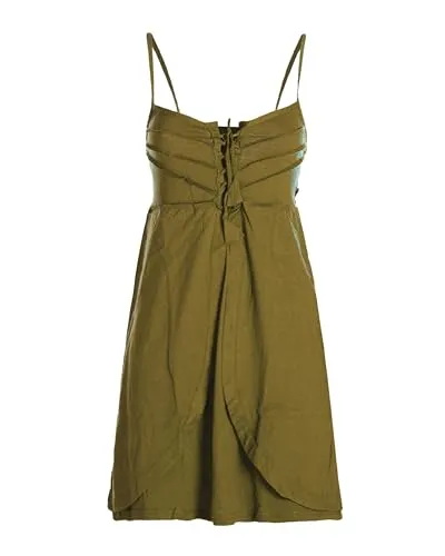 Vishes Damen Sommerkleid in Olive mit Spaghettiträgern I Größe XL (38-40) I 100% Baumwolle I Stylisches Sommerkleid für Freizeit & Alltag I Nachhaltige Alternative Bekleidung