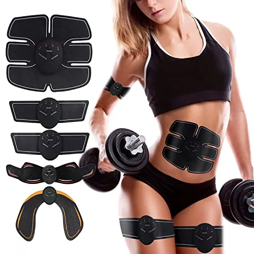 Jenylu EMS Trainingsgerät, EMS Bauchtrainer, Elektrisch Muskelstimulationsgeräte, 6 Modi & 10 Intensitäten USB Wiederaufladbar EMS Bauchmuskeltrainer bauchtrainer für zuhause Bauch/Arm/Bein/Po Trainer