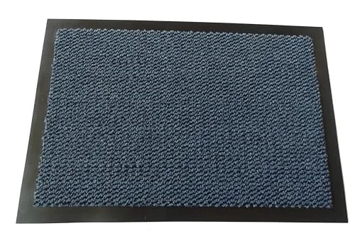 MERTEX Zeitlose Schmutzfangmatte Türmatte Sauberlauf Schmutzmatte Fußabstreifer für Flur Eingangsbereich Haustür innen und außen (blau-schwarz meliert 60 x 90 cm)