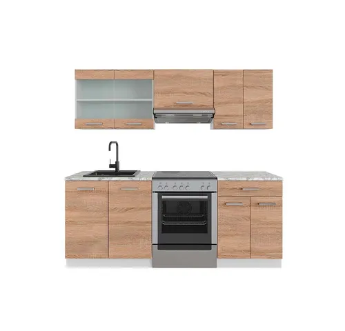 Vicco Küchenzeile R-Line, Sonoma/Weiß, Modular und Anpassbar - Küchenzeilen, modulare Einbauküche mit höhenverstellbaren Füßen für individuelle Anpassung. Perfekt für jeden Haushalt und in verschiedenen Konfigurationen erhältlich.