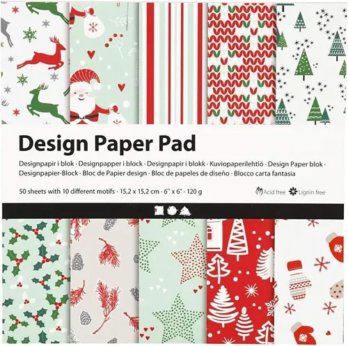 Blätter Weihnachten Papier Bedruckt 10 Designs für Karten Basteln Craft 50