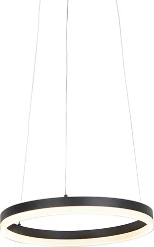 Produktbild QAZQA Design-Ring-Hängelampe Schwarz 40 cm mit LED und Dimmer