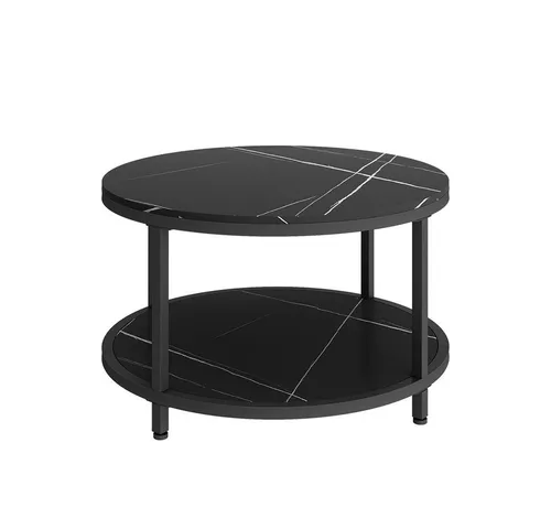 Vicco Couchtisch Ontario, Marmor/Schwarz, 80 x 80 cm Rund von Vicco