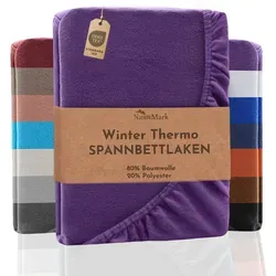 NatureMark Spannbettlaken Winter Thermo Fleece Spannbetttuch, 80% Baumwolle und 20% Polyester, Gummizug: rundum, (1 Stück), 180 x 200 cm bis 200 x 200 cm - Lila lila 180 cm x 200 cm