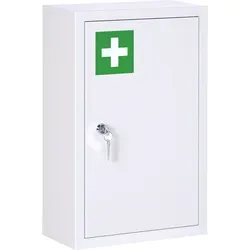 kleankin Medizinschrank - Abschließbarer Arzneischrank mit 3 Regalfächern - Medizinschränke: Sicherer Wandschrank aus Stahl mit abschließbarem Design und 3 Regalfächern für eine platzsparende und sichere Aufbewahrung von Medikamenten.