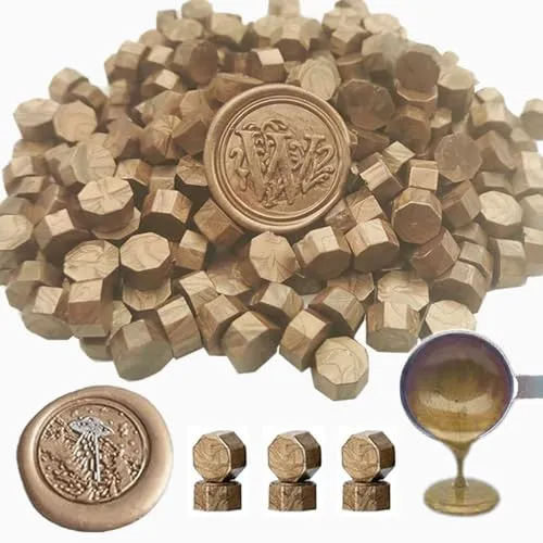 Wachs-Siegel-Perlen, ANBOSE 500 Stück Achteckige Siegel-Wachs-Perlen für Stempel (Brown)