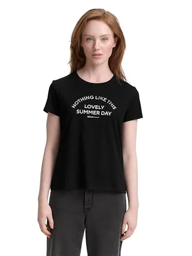 TOM TAILOR Denim Damen 1046546 T-Shirt, 14482-Deep Black, XS