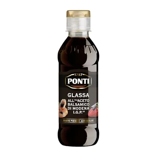 Ponti Balsamic Vinegar of Modena Glaze, 250 g - Italienische Spezialität für köstliche Gerichte - Essige – Verleihen Sie Ihren Speisen mit dieser süß-sauren Balsamicocreme eine italienische Note. Ideal für Antipasti, Salate und zum Dekorieren.
