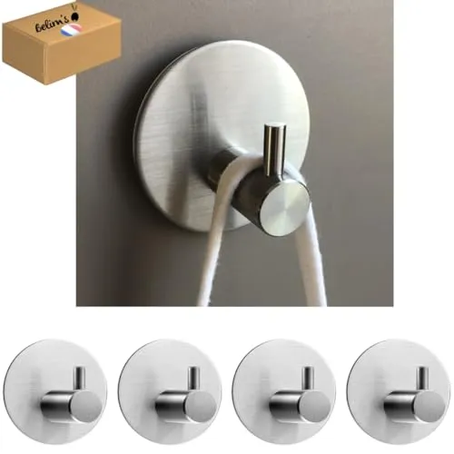 Grauer runder Edelstahl-Klebe-Wandhaken - Bade- und Toilettenhandtuchhalter - Küchentuchhalter