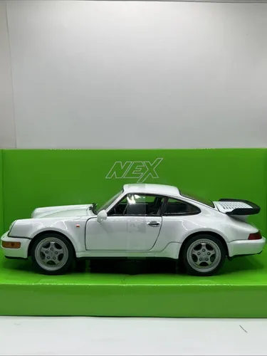 Porsche 911 (964) Turbo 1990 Modellauto 1:24 Welly - Detailgetreues Modellauto in Weiß, mit funktionierenden Türen und Motorhaube. Ideal für Sammler und Porsche-Enthusiasten.