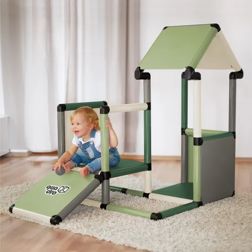 Quadro Adventure Home Modulares Spielhaus - 220 Teile für drinnen und draußen - Klettergerüste für Kinder ab 6 Monaten, modularer Baukasten mit 220 Teilen für kreative Spielideen und motorische Förderung.