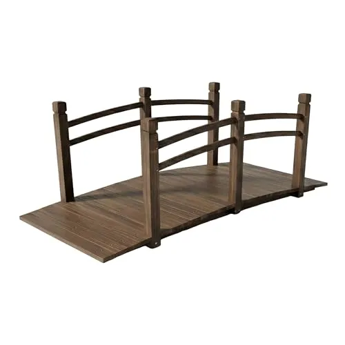 Relaxdays Garten-Brücke aus Tannenholz, 150x55x67 cm, Gartendeko - Verleihe Deinem Garten einen rustikalen Charme mit dieser stabilen Gartenbrücke aus Tannenholz. Ideal für Teiche oder Beete, besticht sie durch ihr klassisches Design und die wetterfeste Lackierung für langanhaltende Freude.