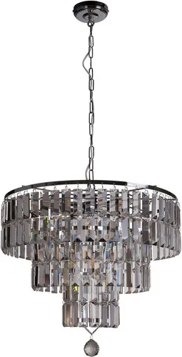 Searchlight Hängeleuchte Kristall-Leuchte Empire, 5-flammig - Glamouröse silberfarbene Hängeleuchte mit 5 Flammen, ideal für stilvolle Innenräume. Dimmbar und aus hochwertigem Stahl und Glas gefertigt.