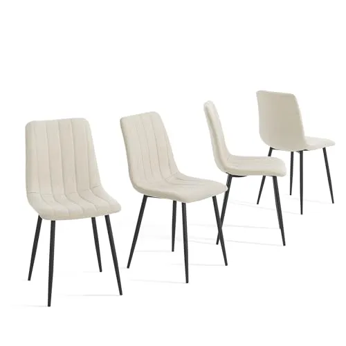 en.casa Esszimmerstuhl »Elsern« 4er Set Beige - Stühle im 4er-Set, gepolstert und bequem für gemütliche Mahlzeiten, ideal für Wohnzimmer oder Küche. Stabiler Stand und belastbar bis 120 kg pro Stuhl.