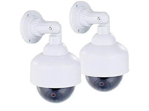 VisorTech Video-Kamera-Attrappen: 2er-Set Dome-Überwachungskamera-Attrappen, durchsichtige Kuppel (Dummy Überwachungskameras außen, Videoüberwachung Attrappe, Alarmanlage)