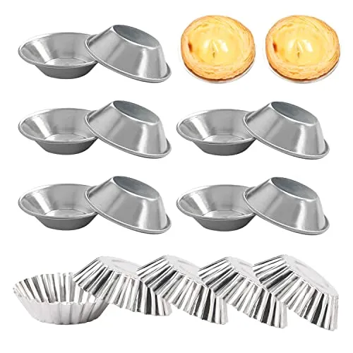 PFLYPF 15 Stück Aluminium Eierkuchenformen, Mini Kuchenplatten, Wiederverwendbare Eierkuchenformen, Antihaft-Backformen, für Muffins und Cupcakes (Silber)…