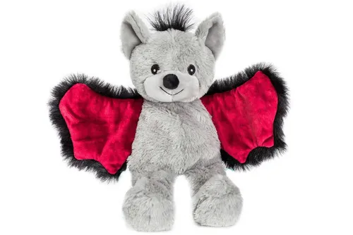 Habibi Plush Wärmetier Fledermaus Bat 1847 - Wald & Wiese: Premium Wärmetier in Grau-Schwarz-Rot, 34 cm groß, geprüft nach DIN EN 71 für höchste Sicherheit und Qualität.