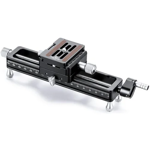 Leofoto Einstellschlitten MP-180S+NP-50 für präzise Makrofotografie - Stativ für Makroaufnahmen, ermöglicht feinfühlige Bewegungen mit nur 1,25 mm Versatz pro Umdrehung der Kurbel. Hochwertige Aluminium-Legierung für maximale Stabilität.
