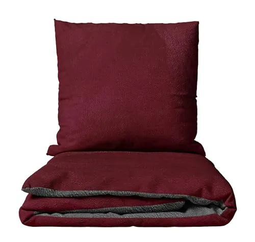 Leonado Vicenti Winter Bettwäsche Thermo Fleece Uni Flauschige Wendebettwäsche Set warm Bezug kuschelig, 2teilig, 135x200 cm