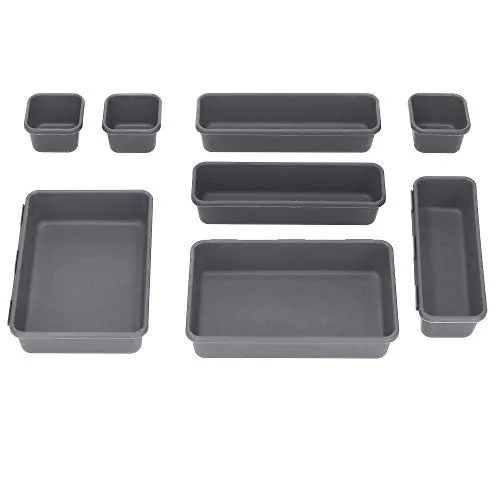 SPRINGOS Multi-Satz-Organiser, Schubladeneinsatz, Aufbewahrungsboxen, Schubladen Organizer, Waschbar, Aufbewahrungsbox, Make-up Organizer, aus Kunststoff, Mehrzweck-Organizer, universal (Anthrazit)