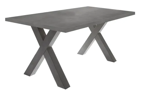 Moderner Esstisch mit X-Gestell in Grau Graphit, 160x90 cm - Tische & Stehtische – Stilvoller Esstisch für bis zu 6 Personen mit stabilen X-Tischbeinen, perfekt für moderne Esszimmer.