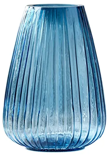 BITZ Kusintha Vase aus Glas, Höhe 22 cm, Blau