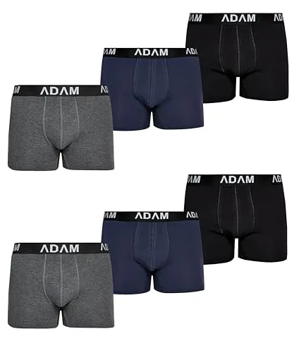 ADAM Boxershorts Herren 6 Pack Herren-Boxershorts 100% Baumwolle