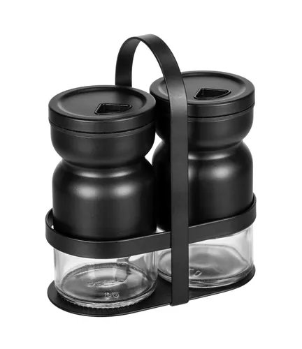 WENKO Gewürz-Set Black Outdoor Kitchen 3-teilig Gewürzstreuer Halterung Glas