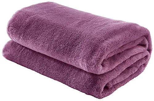 Erwin Müller Teddy-Fleece-Wohndecke Salerno, Fleece-Decke, Kuscheldecke Orchidee Größe 130x170 cm - flauschig weich, pflegeleicht