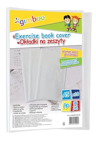 gimboo Hefthüllen Heftumschläge/ 25 Stück - 25er Packung/DIN A5/ Extra-Stark - 150 my aus PP/Farblos Transparent Klar/Kristallklar/Heftschoner für Schulhefte/Buchumschlag