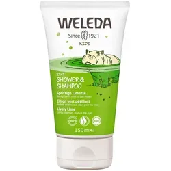 Weleda Kids Spritzige Limette Duschcreme und -shampoo 2 in 1 - Babypflege - 2-in-1 Duschgel und Shampoo für Kinder, pflegt Haut und Haare sanft und ist ideal für Reisen. Erleben Sie frischen Duft und langanhaltende Sauberkeit!