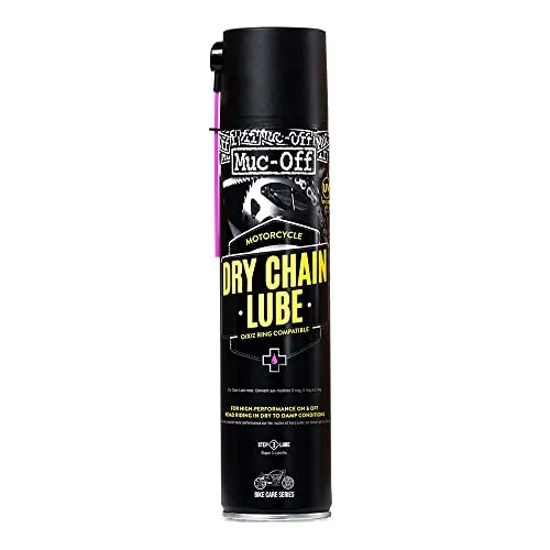 Muc-Off Dry Motorcycle Chain Lube Trocken Motorrad Kettenöl, 400 ml - Premium Motorrad Kettenfett, Kettenspray Motorrad - Formuliert Für Trockene Wetterbedingungen, schwarz / pink