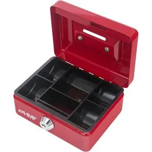 HMF Geldkassette 102122 03 Kinderkassette, mit Zylinderschloss, 12,5 x 6 x 9 cm, rot