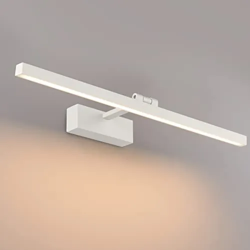 Klighten LED Spiegelleuchte Bad 60cm 18W, 180 Grad Drehung Wandleuchte für bad IP44 Wasserdichte, Spiegellampe Bad, Badezimmer Wandlampe Aluminium, 1170 Lumen, Warmweiß 3000K, Weiß
