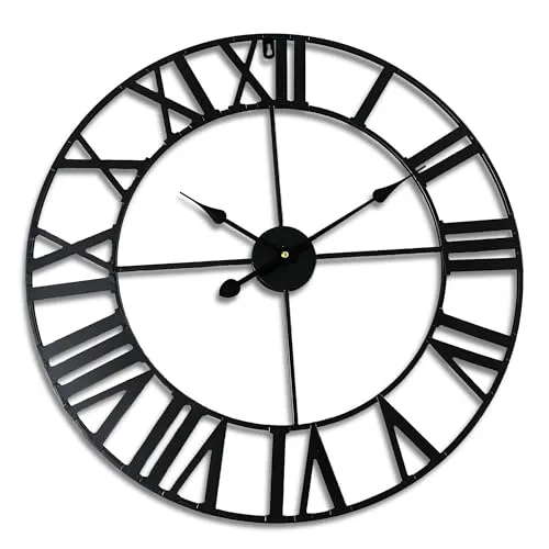 Relaxdays Wanduhr mit römischen Zahlen (schwarz) - Elegante schwarze Wanduhr mit römischen Ziffern, ideal für stilvolle Wohnräume. Analoge Anzeige und batteriebetriebene Funktion sorgen für zuverlässige Zeitmessung.