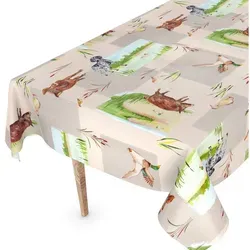 ANRO Tischdecke Wachstuchtischdecke Gartentischdecke Wachstischdecke (Einzelstück 1-tlg), Glatt 140x180cm wasserabweisend beige eckig | 140 cm x 180 cm x 0.35 mm