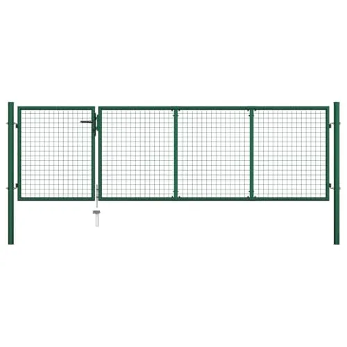 vidaXL Gartentor 350x150cm - Robust und sicher - Flügeltor aus Hochleistungsstahl, rost- und korrosionsbeständig, ideal für langfristigen Außeneinsatz mit zusätzlicher Sicherheit durch dickes Maschendraht.