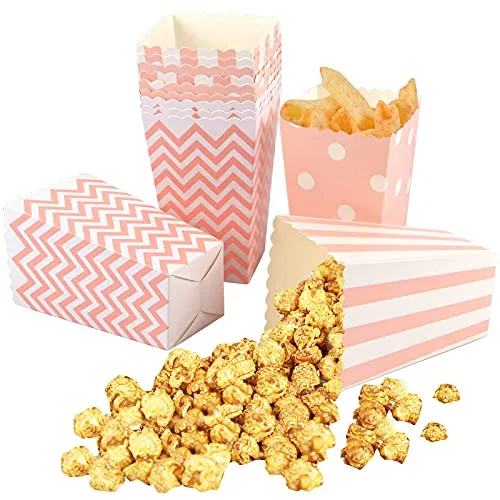 Stück Popcorn-Tasche, Popcorn Tüte, Popcorn-Boxen Polka Dot und gestreifte, Snack Pappe Candy Box, Süßigkeitenbehälter Für Party Geburtstag Hochzeitsgeschenk Film Nacht Snack (Rosa) 12