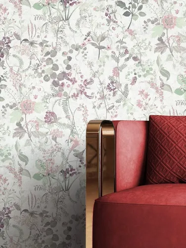Newroom Vliestapete Floral Blumen - Romantische Tapete in Weiß, Grün und Rosa - Tapeten für Wohnzimmer, Schlafzimmer und Flur mit modernen Blumenmotiven, die eine freundliche Atmosphäre schaffen und im aktuellen Retro-Trend liegen.