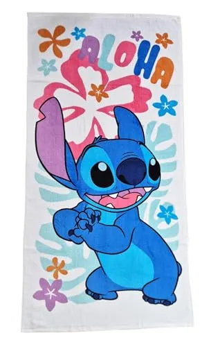 Jerry Fabrics Kinder Handtuch Badetuch Strandtuch Duschtuch für Mädchen und Jungen 100% Baumwolle 70x140 cm Stitch