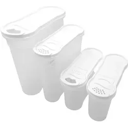 BURI Rival Schüttdosen-Set 1,3/2,4/4 Liter Aufbewahrungsdosen Vorratsdose Streudosen - Weiß