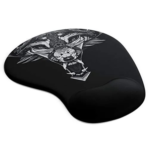 CSL - Mauspad mit Gelkissen - Titanwolf Gaming Handgelenkauflage - Mousepad - Gel Handballenauflage Handauflage Gelpolster ergonomisch - wasserabweisend und abwaschbar - schwarz