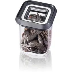 Gefu Vorratsdose Pantry, Schwarz, Edelstahl, Glas, 0,18 L, 7x9.2x7 cm, stapelbar, Deckel mit Sichtfenster, Küchenzubehör, Vorratsbehälter, Vorratsdosen
