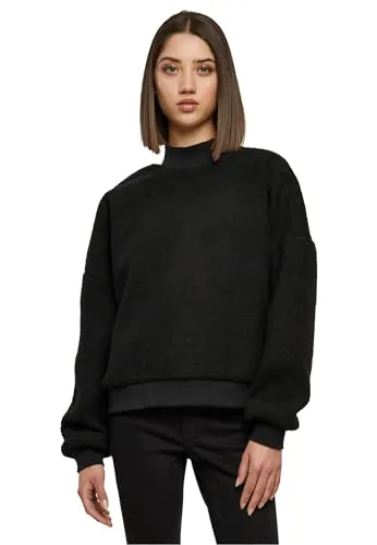 Urban Classics Ladies Sherpa Crewneck Sweatshirt schwarz XS - Stylisches Damen Sweatshirt aus 100% Polyester, mit normalem Schnitt und intensiver Farbe – perfekt für lässige Looks und hohen Tragekomfort!