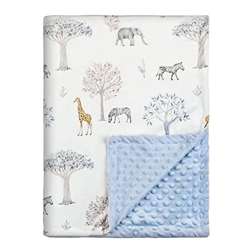 Soarwg Kids Babydecken 75 x 100 cm, Unisex, Neugeborene, dick, superweiche Blaue Giraffe Elefant-Schlafdecken für Kleinkinder, Kinder, Babys, Mädchen, Jungen, Kinderzimmer, Bettdecke, Geschenke