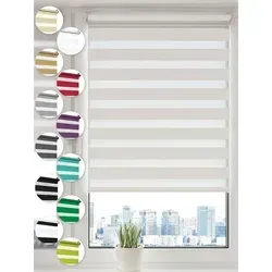 Doppelrollo Klemmfix ohne Bohren Rollos für Fenster und Tür Seitenzugrollo, Sonello, blickdicht, ohne Bohren, freihängend, Klemmfix, 45cm x 100cm Weiß Duo Rollo, Lichtschutz, Jalousie mit Klemmträger weiß 45 cm x 100 cm